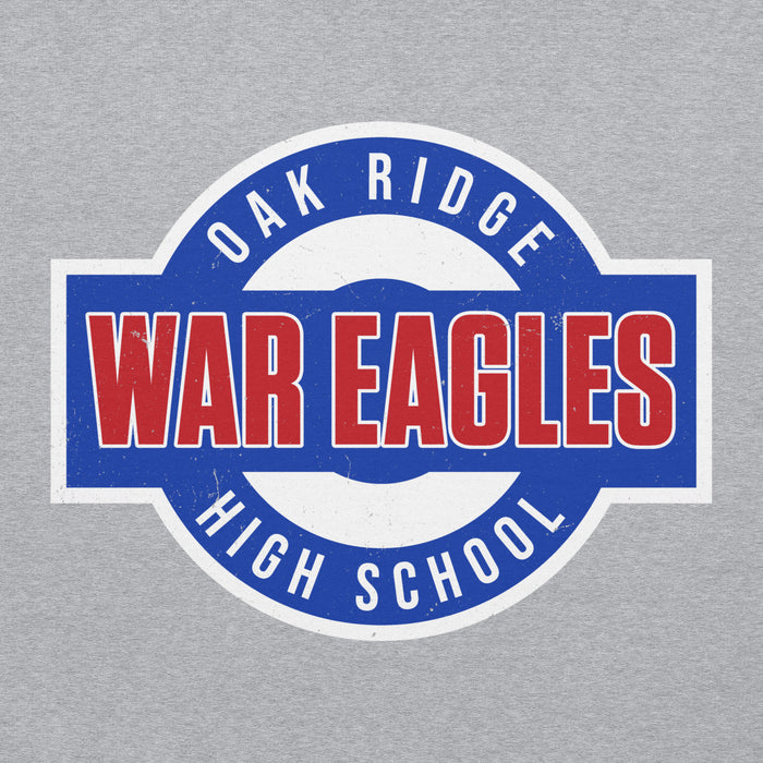 Close-up view of Oak Ridge High School War Eagles Grey Classic Unisex Hoodie 011