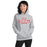 Woman wearing Odessa High School Bronchos Grey Classic Unisex Hoodie 202
