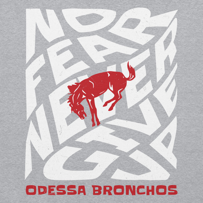 Close-up view of Odessa High School Bronchos Grey Classic Unisex Hoodie 236