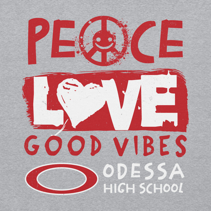 Close-up view of Odessa High School Bronchos Grey Classic Unisex Hoodie 240