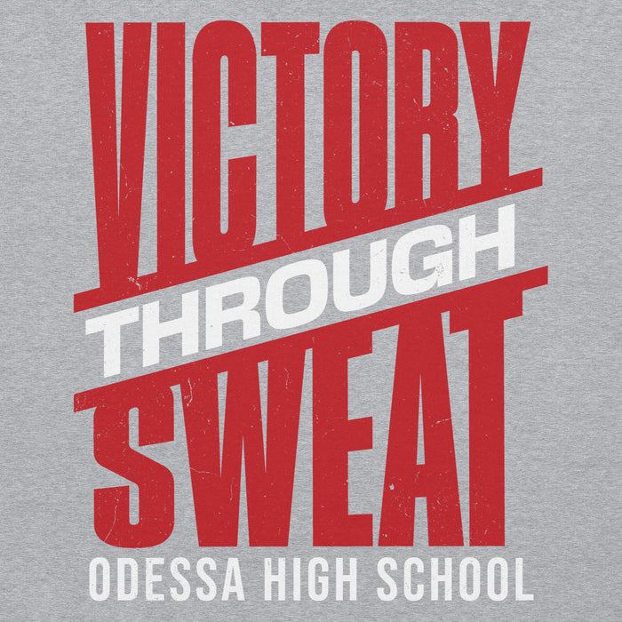 Close-up view of Odessa High School Bronchos Grey Classic Unisex Hoodie 241