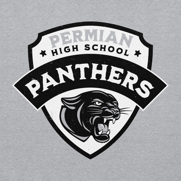 Close-up view of Permian High School Panthers Grey Classic Unisex Hoodies 221
