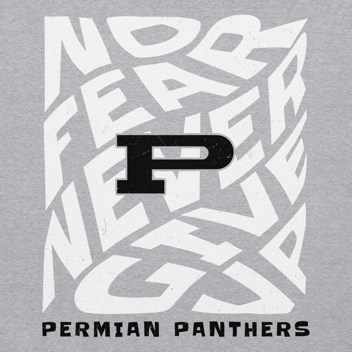 Close-up view of Permian High School Panthers Grey Classic Unisex Hoodies 236