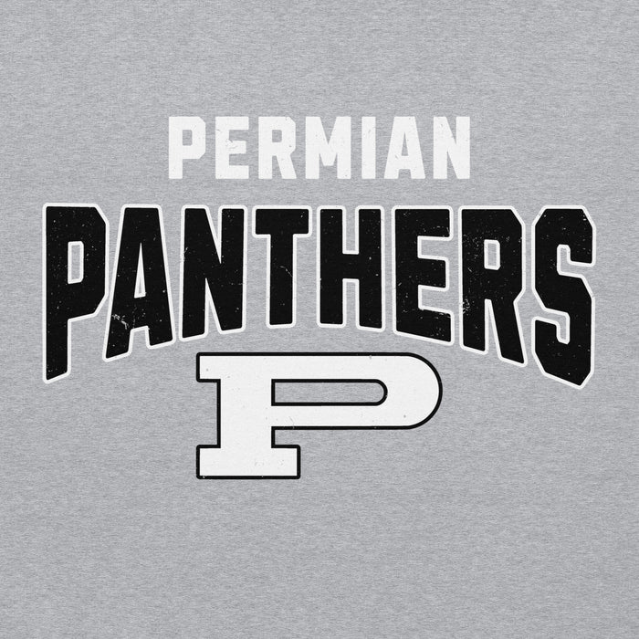 Close-up view of Permian High School Panthers Grey Classic Unisex Hoodies 234