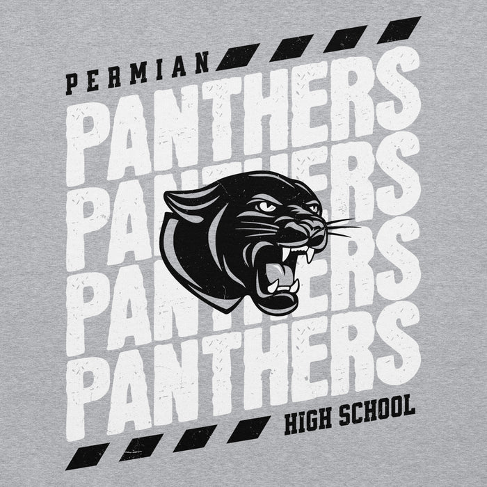 Close-up view of Permian High School Panthers Grey Classic Unisex Hoodies 223
