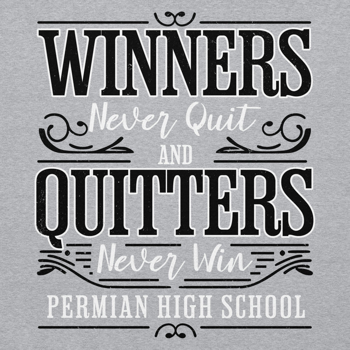 Close-up view of Permian High School Panthers Grey Classic Unisex Hoodies 237