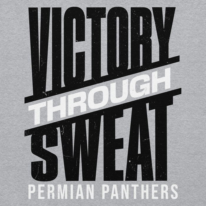 Close-up view of Permian High School Panthers Grey Classic Unisex Hoodies 241