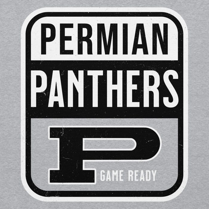 Close-up view of Permian High School Panthers Grey Classic Unisex Hoodie 001