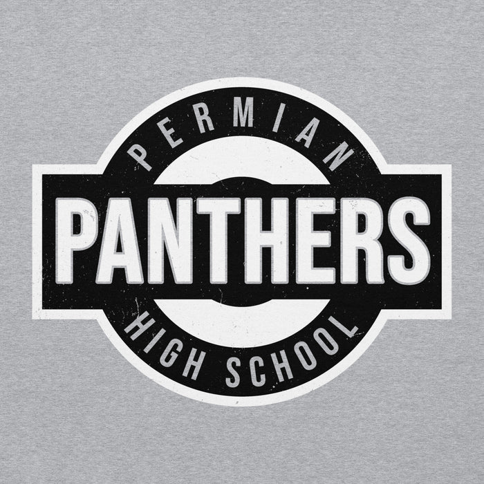 Close-up view of Permian High School Panthers Grey Classic Unisex Hoodie 011