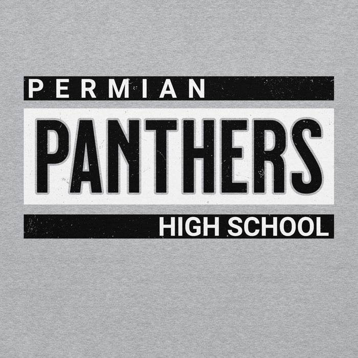 Close-up view of Permian High School Panthers Grey Classic Unisex Hoodie 098