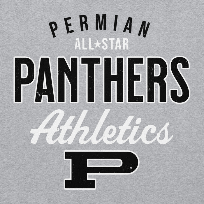 Close-up view of Permian High School Panthers Grey Classic Unisex Hoodie 034