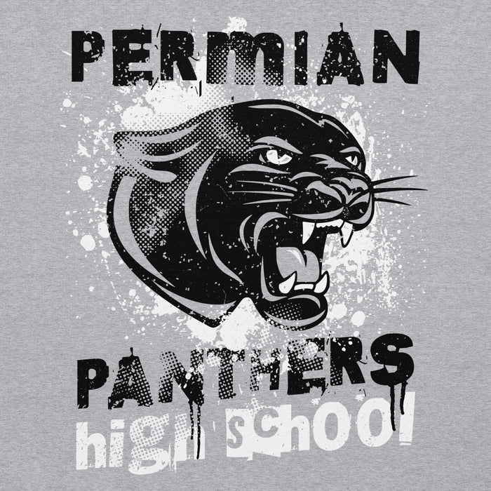 Close-up view of Permian High School Panthers Grey Classic Unisex Hoodie 205