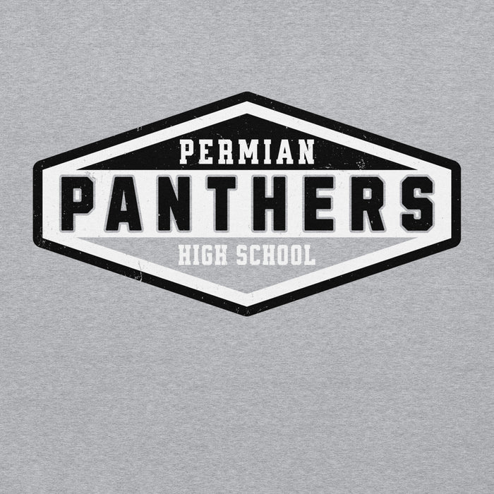 Close-up view of Permian High School Panthers Grey Classic Unisex Hoodie 009
