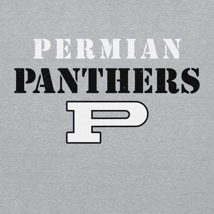 Close-up view of Permian High School Panthers Grey Classic Unisex Hoodie 017