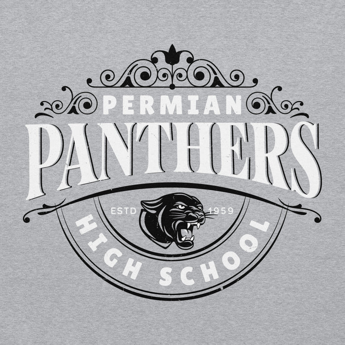 Close-up view of Permian High School Panthers Grey Classic Unisex Hoodie 211
