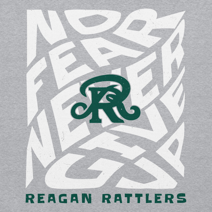 Close-up view of Reagan High School Rattlers Grey Classic Unisex Hoodie 236