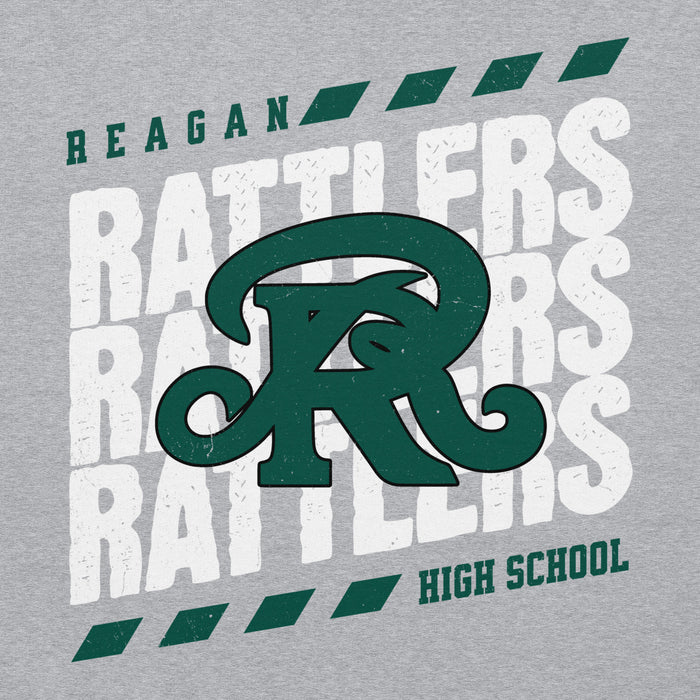 Close-up view of Reagan High School Rattlers Grey Classic Unisex Hoodie 223