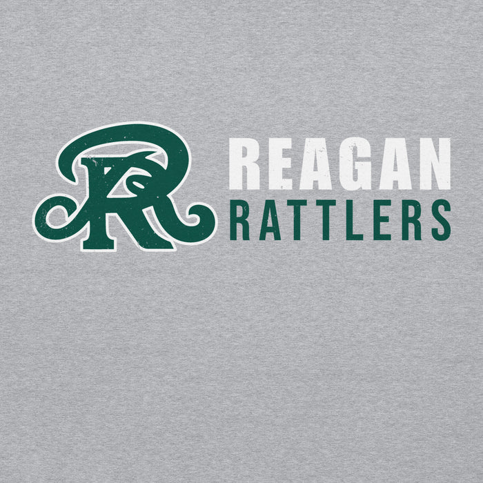 Close-up view of Reagan High School Rattlers Grey Classic Unisex Hoodie 200