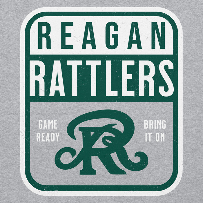 Close-up view of Reagan High School Rattlers Grey Classic Unisex Hoodie 001