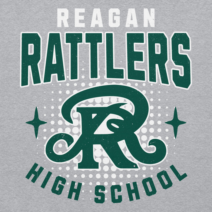 Close-up view of Reagan High School Rattlers Grey Classic Unisex Hoodie 204