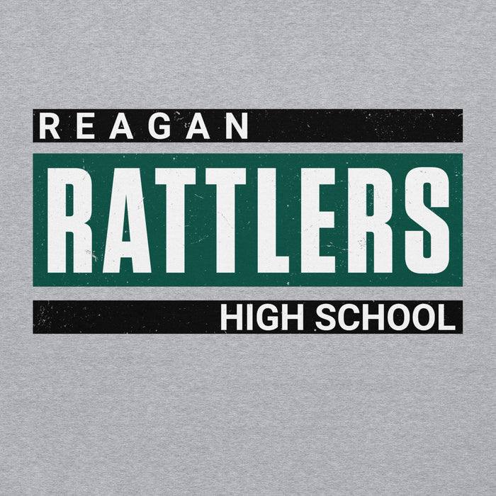 Close-up view of Reagan High School Rattlers Grey Classic Unisex Hoodie 098
