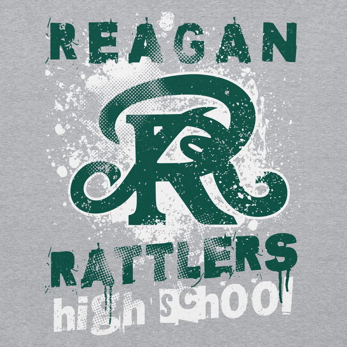 Close-up view of Reagan High School Rattlers Grey Classic Unisex Hoodie 205