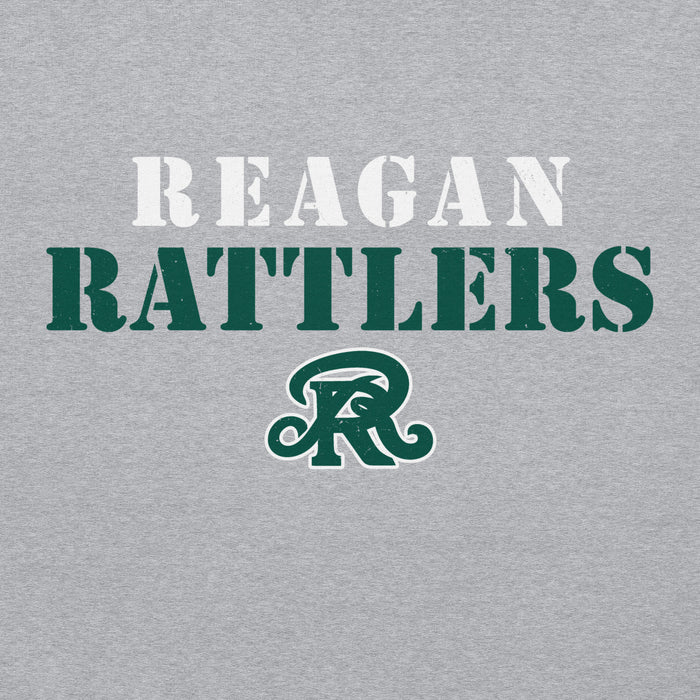 Close-up view of Reagan High School Rattlers Grey Classic Unisex Hoodie 017