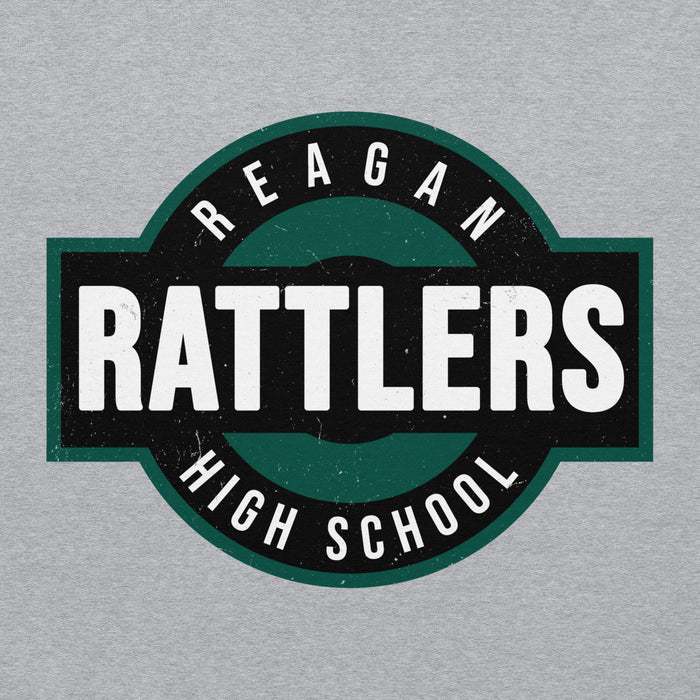 Close-up view of Reagan High School Rattlers Grey Classic Unisex Hoodie 011