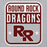 Close-up view of Round Rock High School Dragons Grey Classic Unisex Hoodie 001