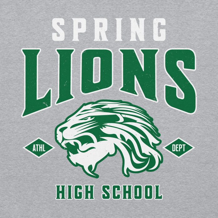 Close-up view of Spring High School Lions Grey Classic Unisex Hoodie 213