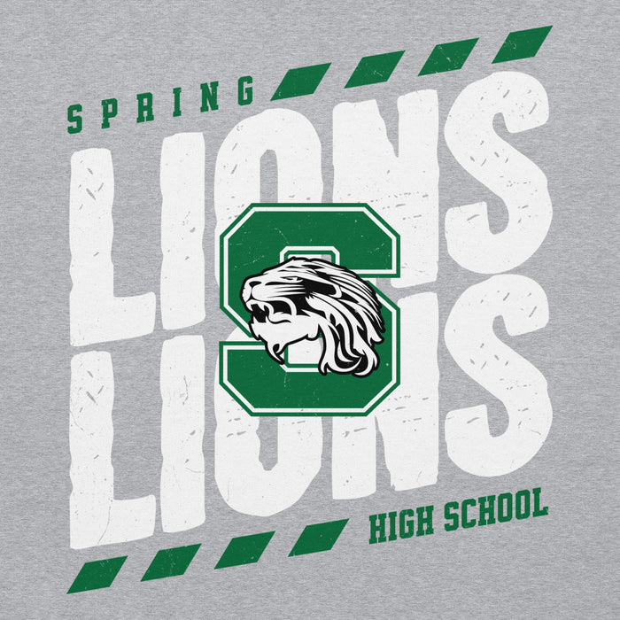Close-up view of Spring High School Lions Grey Classic Unisex Hoodie 223