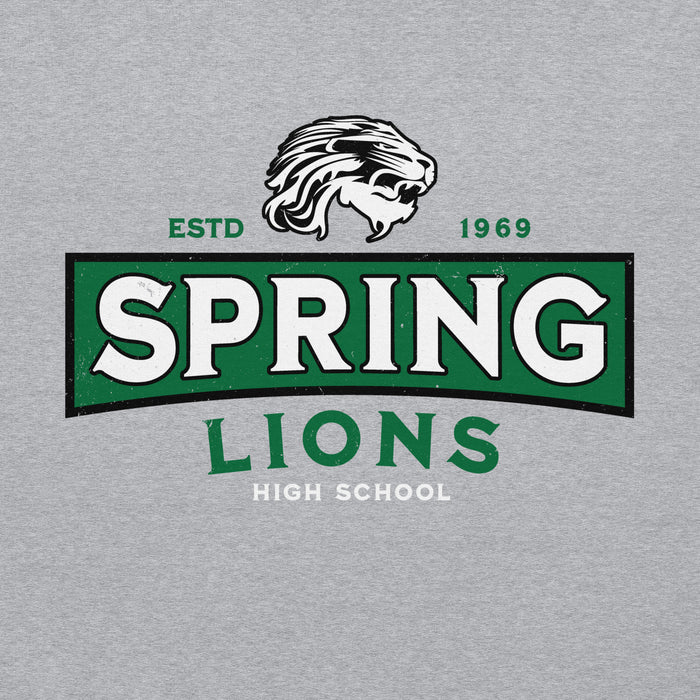 Close-up view of Spring High School Lions Grey Classic Unisex Hoodie 202