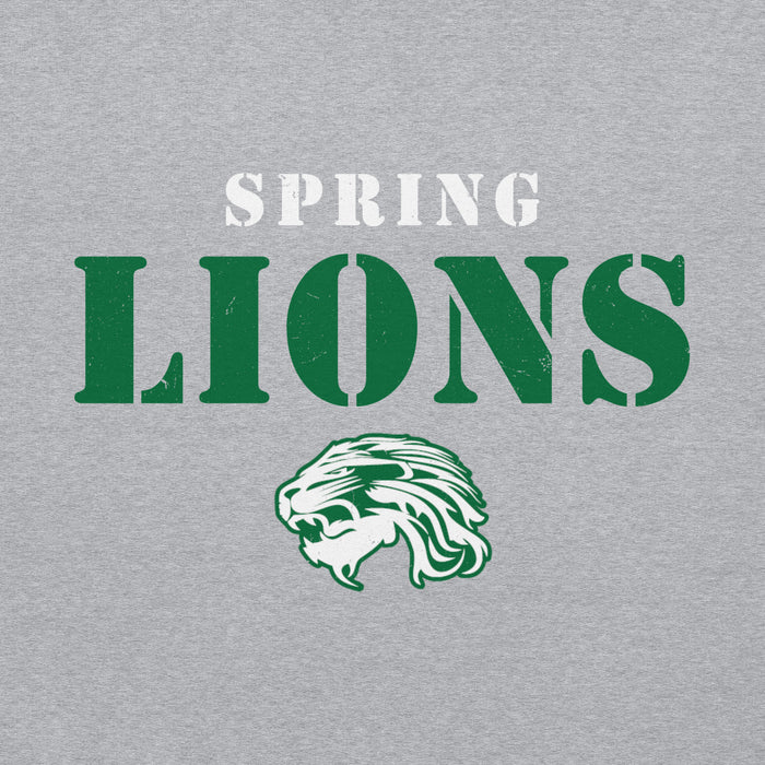 Close-up view of Spring High School Lions Grey Classic Unisex Hoodie 017