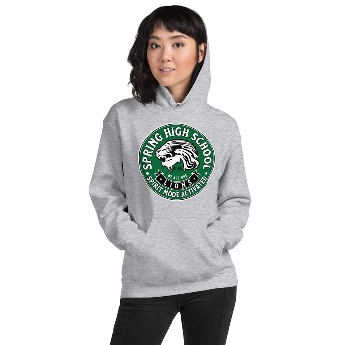 Woman wearing Spring High School Lions Grey Classic Unisex Hoodie 215