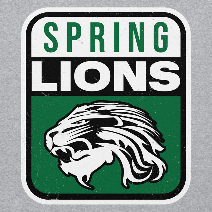 Close-up view of Spring High School Lions Grey Classic Unisex Hoodie 001
