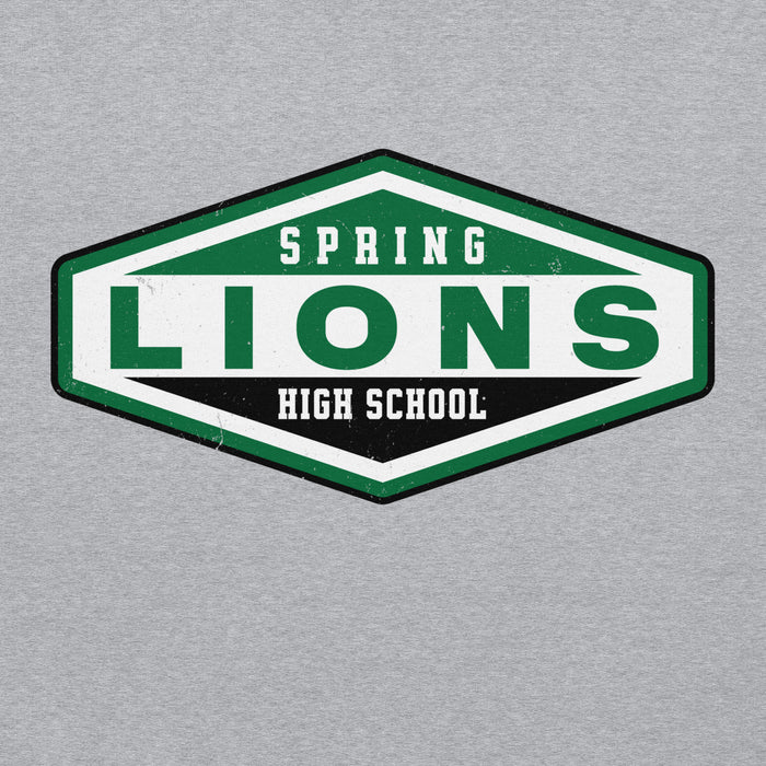 Close-up view of Spring High School Lions Grey Classic Unisex Hoodie 009