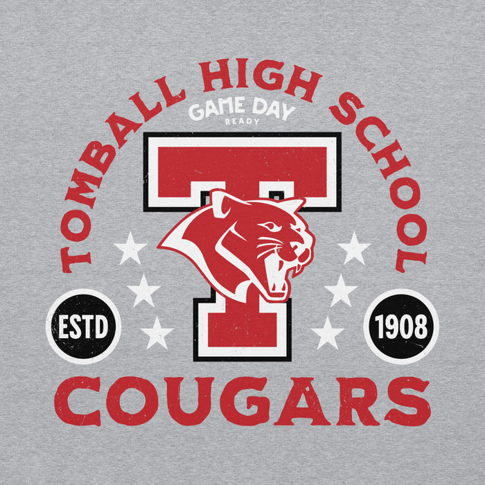 Close-up view of Tomball High School Cougars Grey Classic Unisex Hoodie 208