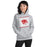 Woman wearing Tomball High School Cougars Grey Classic Unisex Hoodie 223