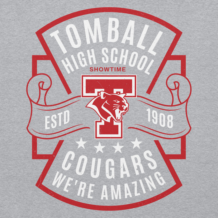 Close-up view of Tomball High School Cougars Grey Classic Unisex Hoodie 207