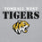 A heather gray t-shirt graphic featuring the text 'TOMBALL WEST TIGERS' with a stylized tiger mascot head below it. Tomball West High School Tigers Grey Classic Unisex Hoodie 017