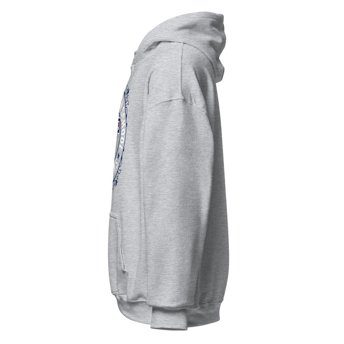 Left side view of Tompkins High School Falcons Grey Classic Unisex Hoodie 227