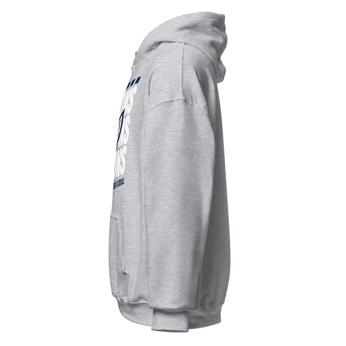 Left side view of Tompkins High School Falcons Grey Classic Unisex Hoodie 223