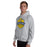 Man wearing Cypress Ranch High School Mustangs Heather Grey Classic Unisex Hoodie 209