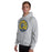 Man wearing Cypress Ranch High School Mustangs Heather Grey Classic Unisex Hoodie 220
