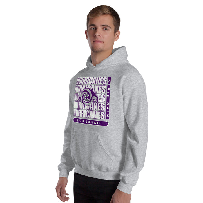Man wearing Klein Cain High School Hurricanes Sport Grey Classic Unisex Hoodie 235