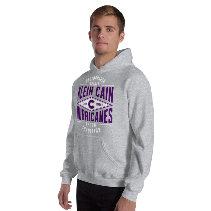 Man wearing Klein Cain High School Hurricanes Sport Grey Classic Unisex Hoodie 210