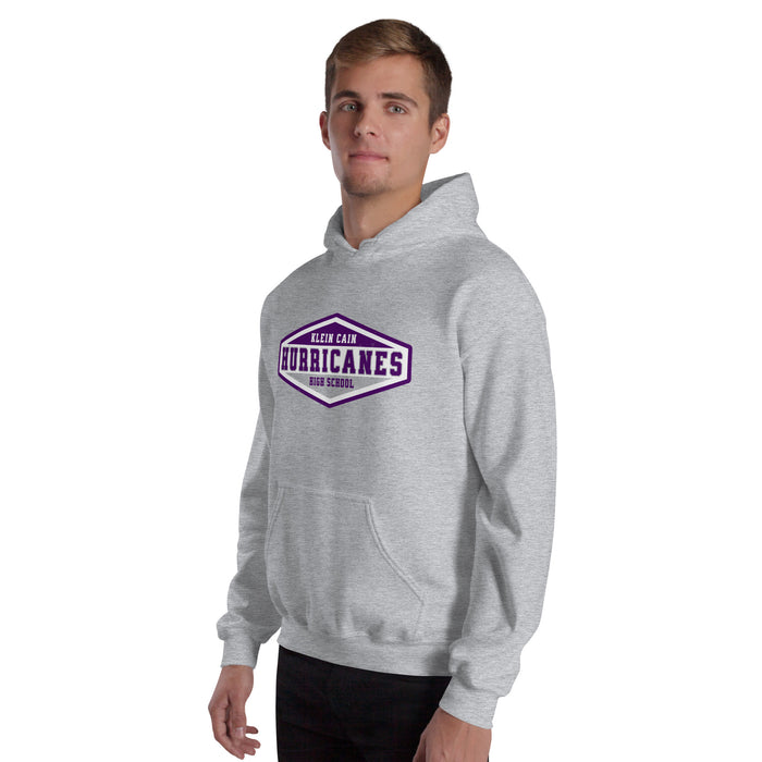 Man wearing Klein Cain High School Hurricanes Sport Grey Classic Unisex Hoodie 009