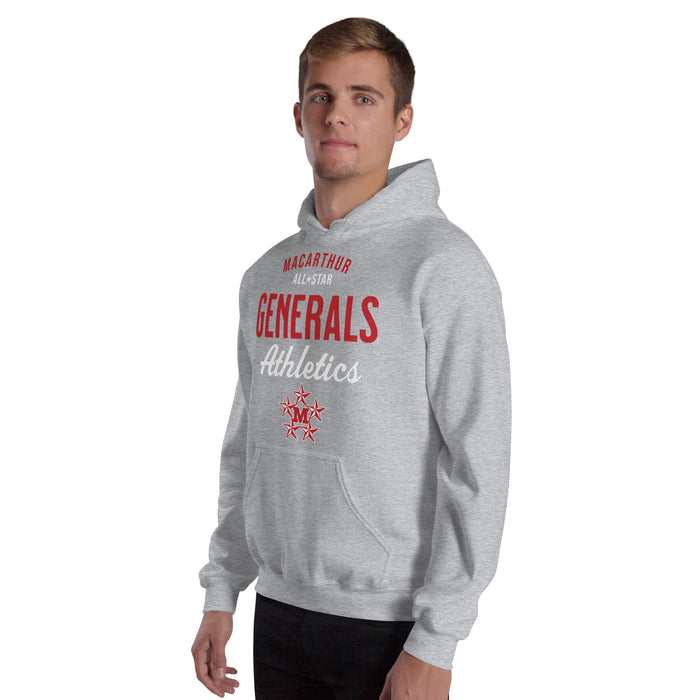 Man wearing MacArthur High School Generals Grey Classic Unisex Hoodie 034