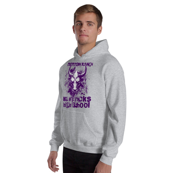 Man wearing Morton Ranch High School Mavericks Grey Classic Unisex Hoodie 205
