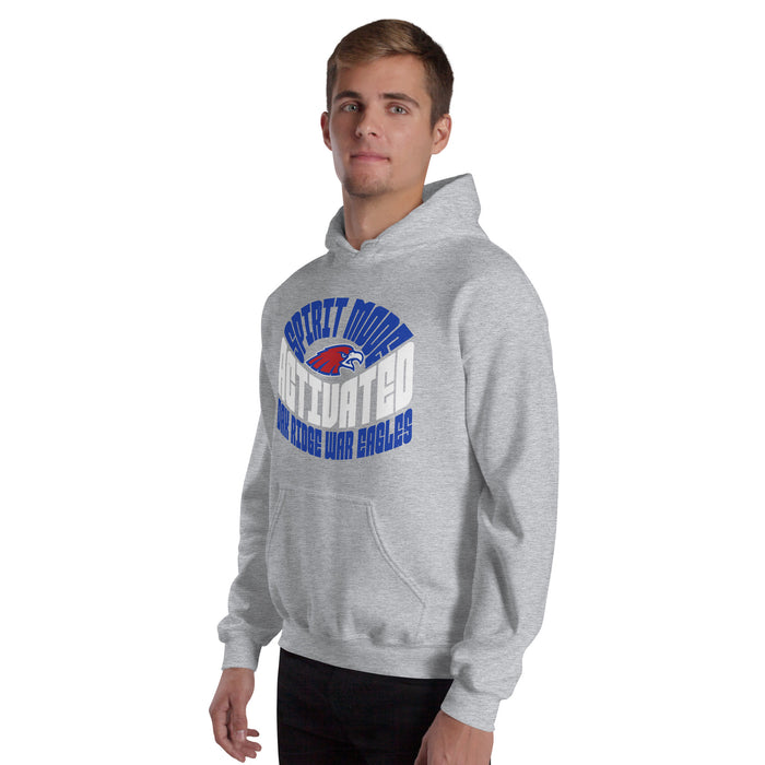 Man wearing Oak Ridge High School War Eagles Grey Classic Unisex Hoodie 242